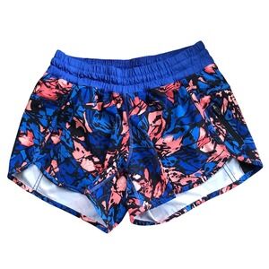 Lululemon Tracker Short V Blue Pink Abstract Floral Running Shorts Size 6